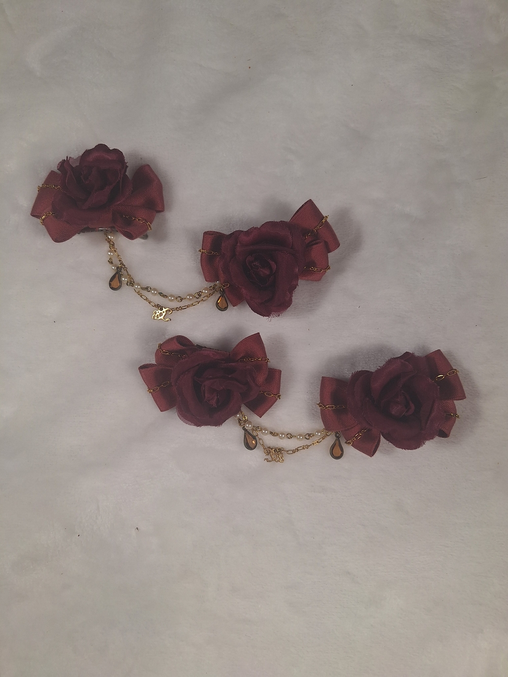 Innocent World Burgundy Rose Chain Hair Ornaments | Set of 2 🎀